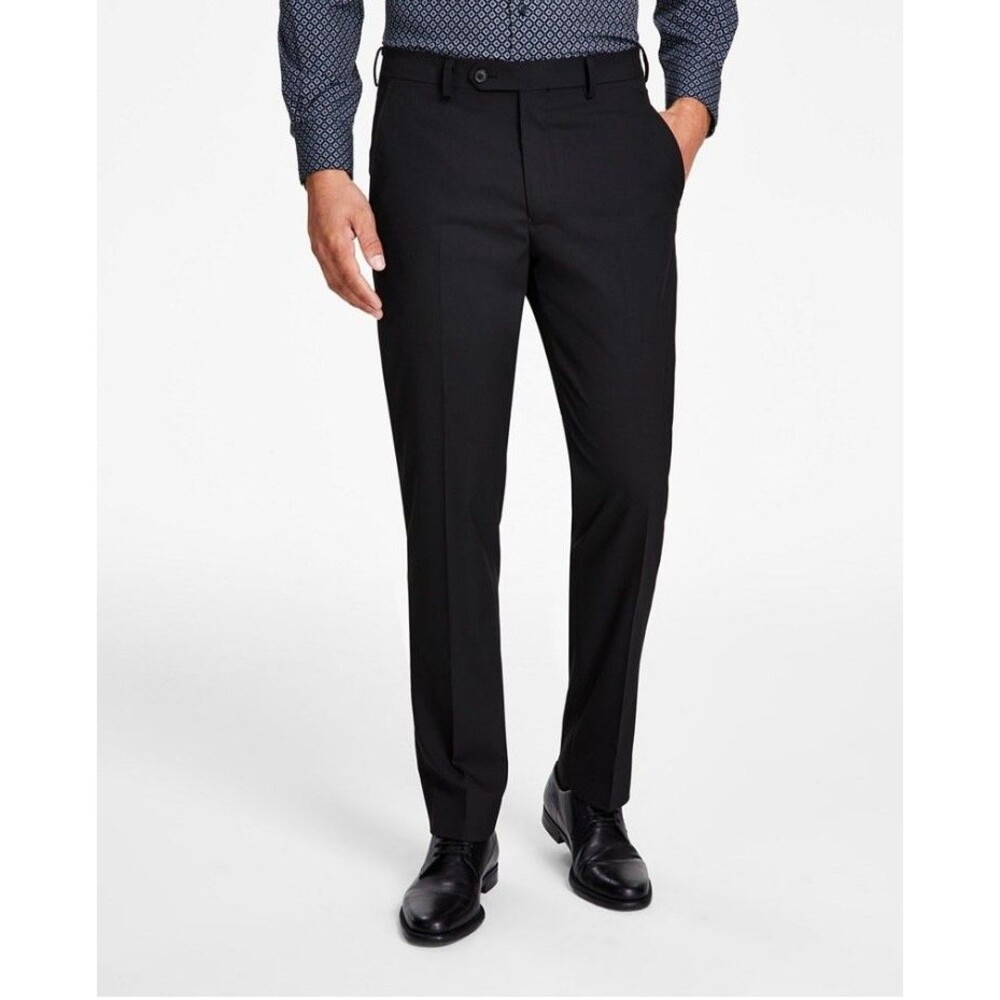 $135 BRAND NEW ALFANI Mens 36x30 Solid Black Soft Slim Fit Dress Pants/Slacks